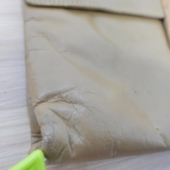 VINTAGE Leather Bag Beige Crossbody Snakeskin Sling Neutral Medium Purse Boho 90 - Picture 9 of 16